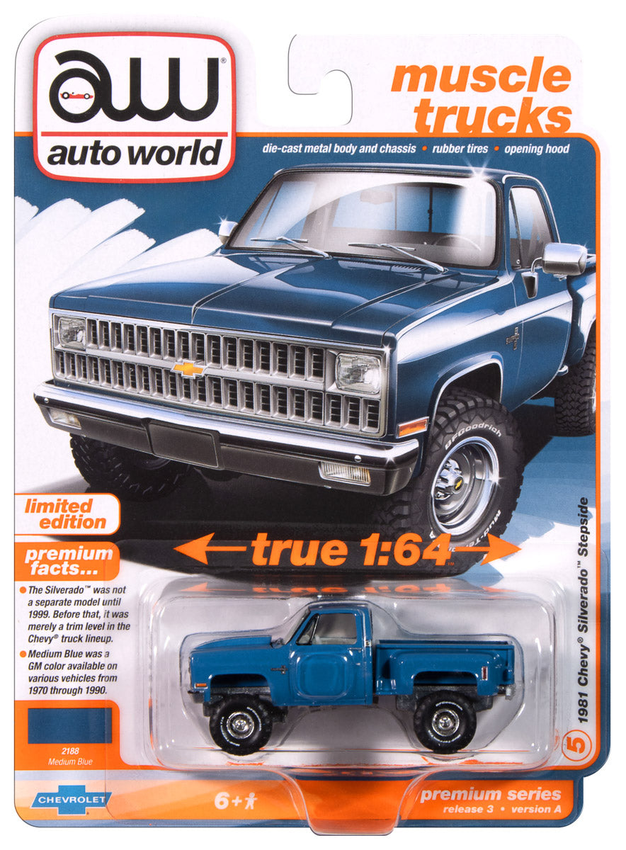 Auto World 1981 Chevrolet Silverado Stepside 4x4 Blue