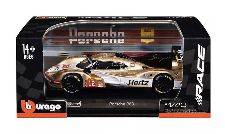 Bburago Porsche 963 #12 Race Series Hertz Team Jota 1:43 Scale 18-38317