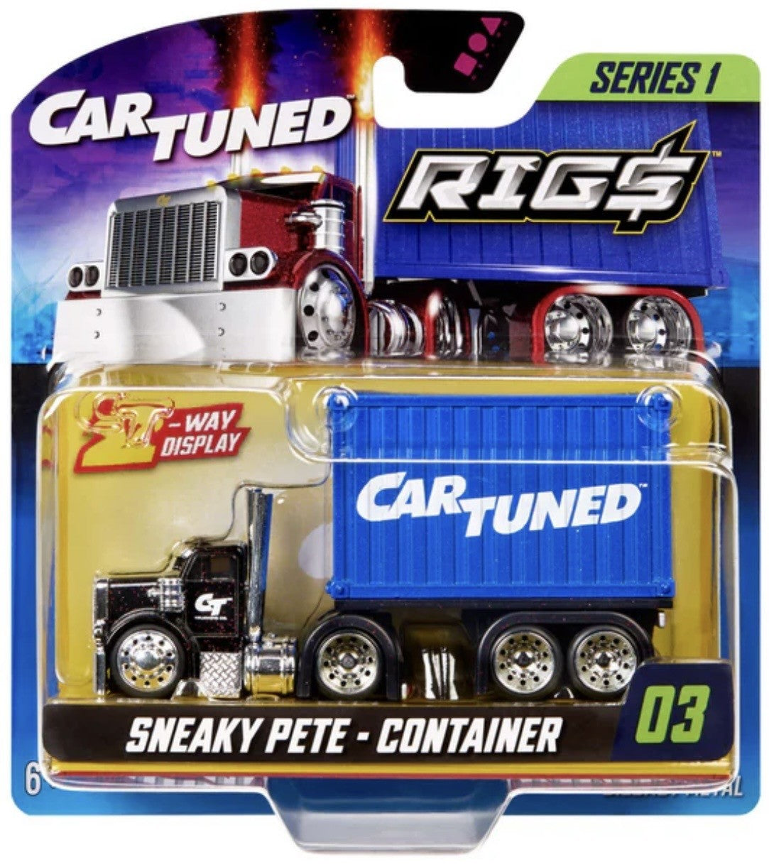 CarTuned Rigs Sneaky Peterbilt W/Container Blue Series 1