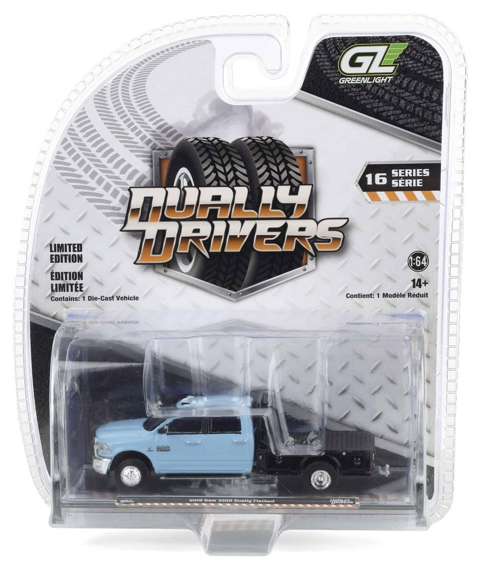 GreenLight 2018 Ram 3500 Daully Flatbed Truck Blue 1:64 Scale