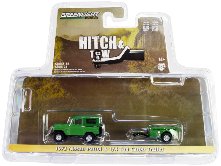 Greenlight 1:64 Hitch & Tow Series 25 – 1972 Nissan Patrol with 1/4 Ton Cargo Trailer