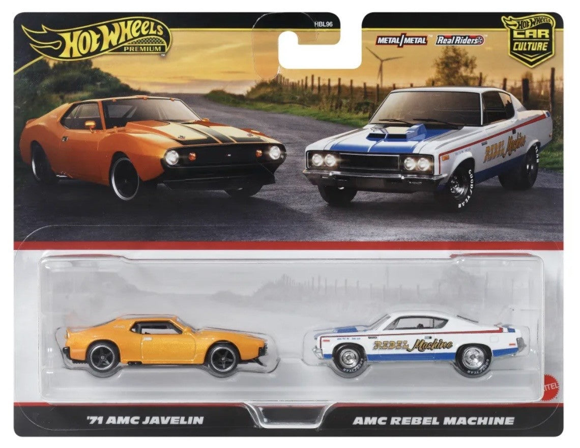 Hot Wheels 1971 AMC Javelin & AMC Rebel Machine 2 Pack Car Culture Premium