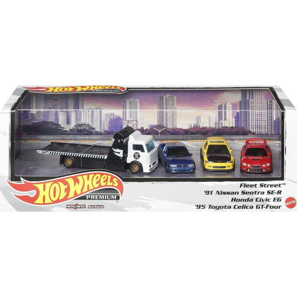 Hot Wheels Premium Collect Display Sets with 3 1:64 Scale Die-Cast Cars & 1 Team Transport Vehicle