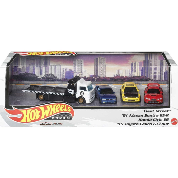 Hot Wheels Premium Collect Display Sets with 3 1:64 Scale Die-Cast Cars & 1 Team Transport Vehicle