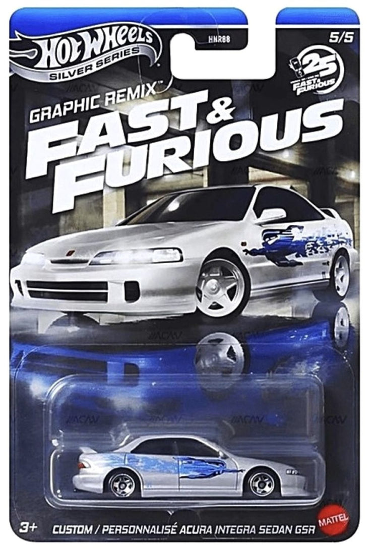 Hot Wheels Acura Integra Sedan GSR Fast & Furious Graphic Silver Series