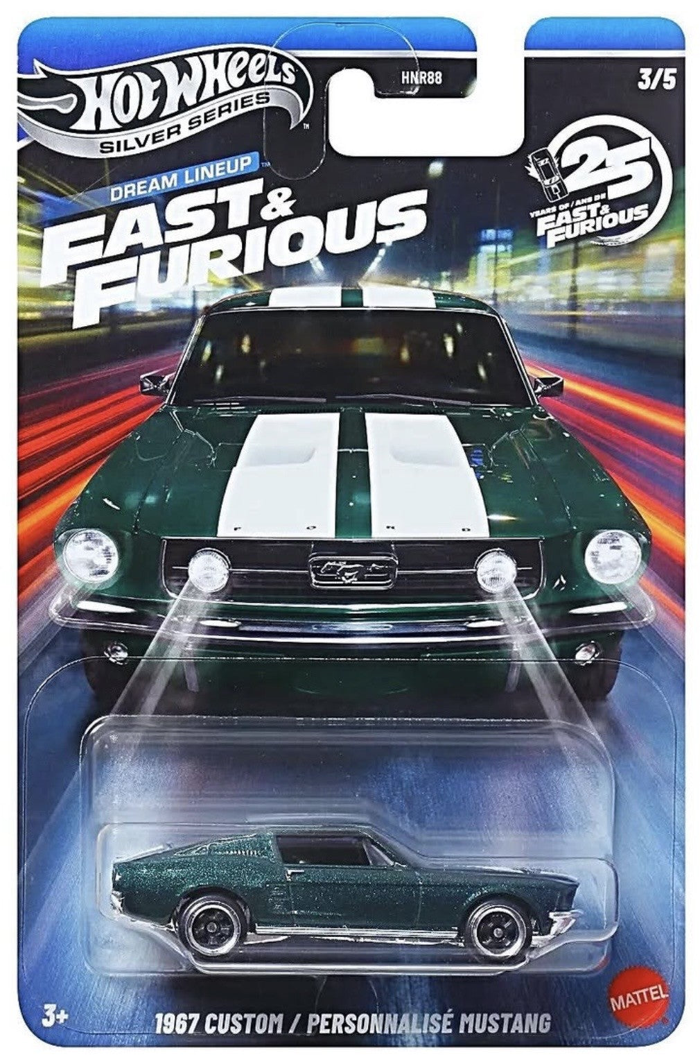 Hot Wheels 1967 Custom Mustang Fast & Furious Dream Lineup Silver Series