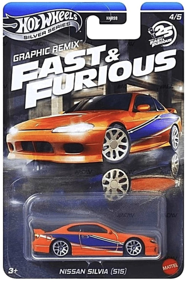 Hot Wheels Nissan Silvia S15 Fast & Furious Graphic Remix Silver Series
