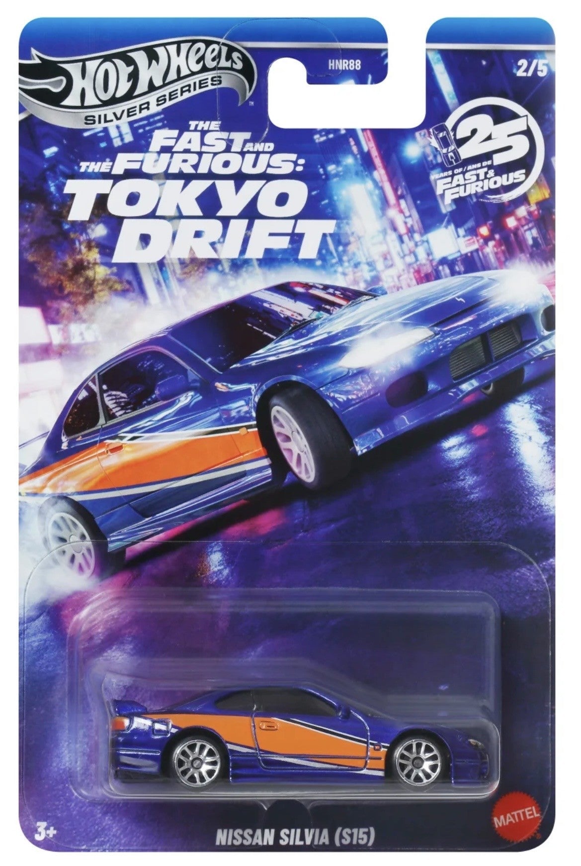 Hot Wheels Nissan Silvia (S15) Fast & Furious Tokyo Drift Silver Series