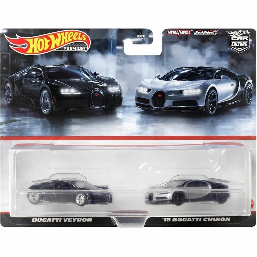 HOT WHEELS BUGATTI VEYRON & ‘16 BUGATTI CHIRON CAR CULTURE 2 PACK PREMIUM SET