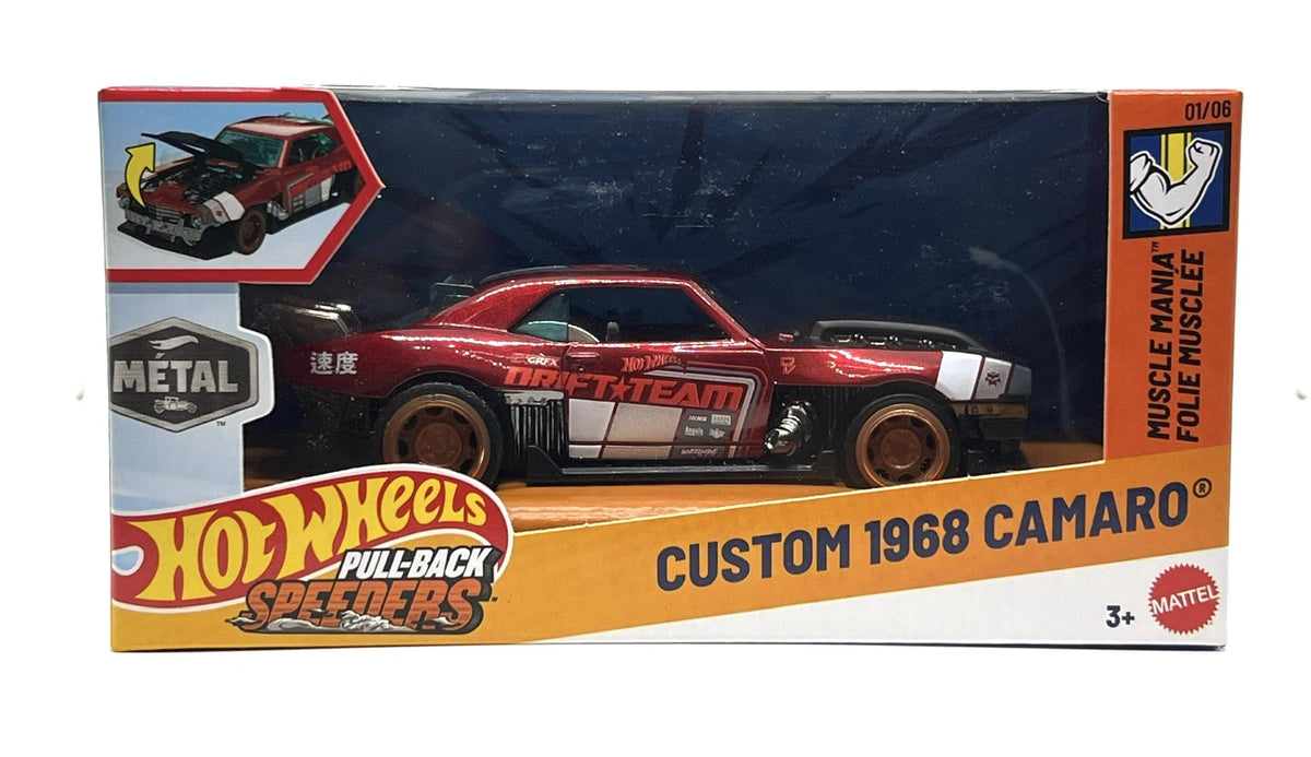 Hot Wheels Custom 1968 Camaro Muscle Mania Pullback Speeders 1:43 Scale 2025