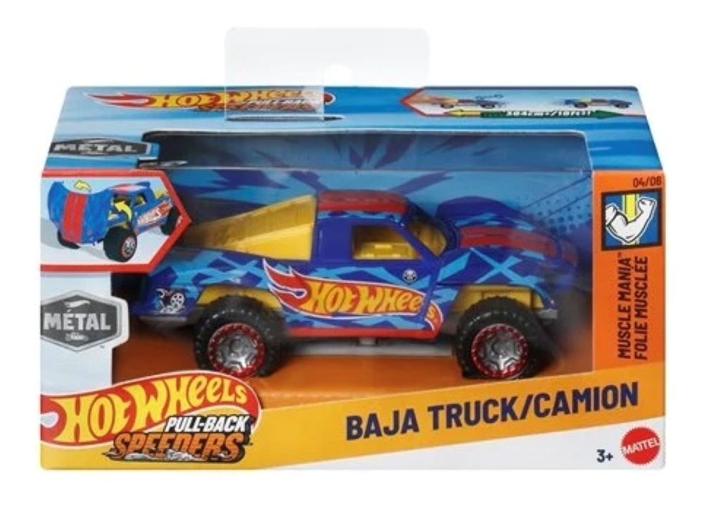 Hot Wheels Baja Truck Pullback Speeders Muscle Mania 1:43 Scale 2025