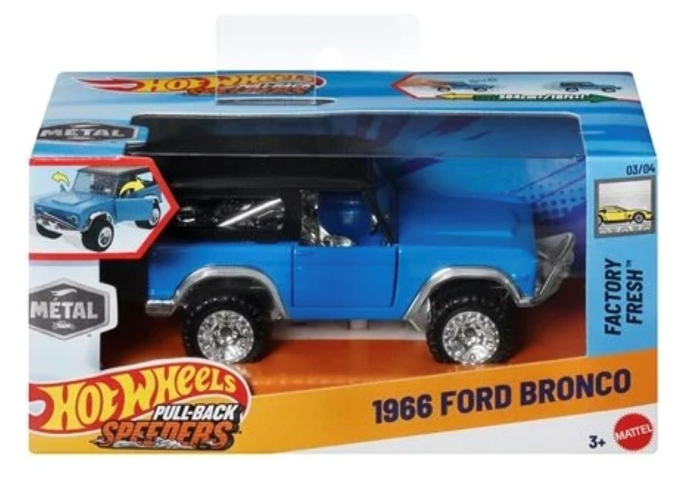 Hot Wheels 1966 Ford Bronco Pullback Speeders Factory Fresh 1:43 Scale 2025