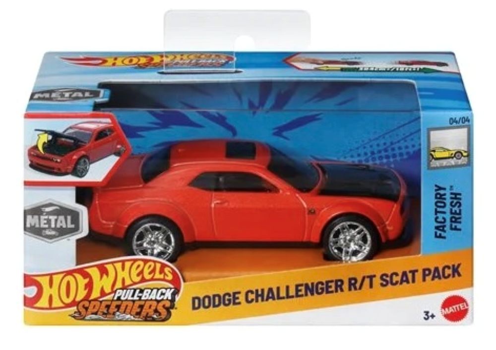 Hot Wheels Dodge Challanger R/T Scat Pack Pullback Speeders Factory Fresh 1:43 Scale 2025