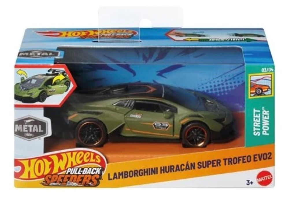 Hot Wheels Lamborghini Huracan Super Trofeo EV02 Street Power Pullback Speeders 1:43 Scale 2025
