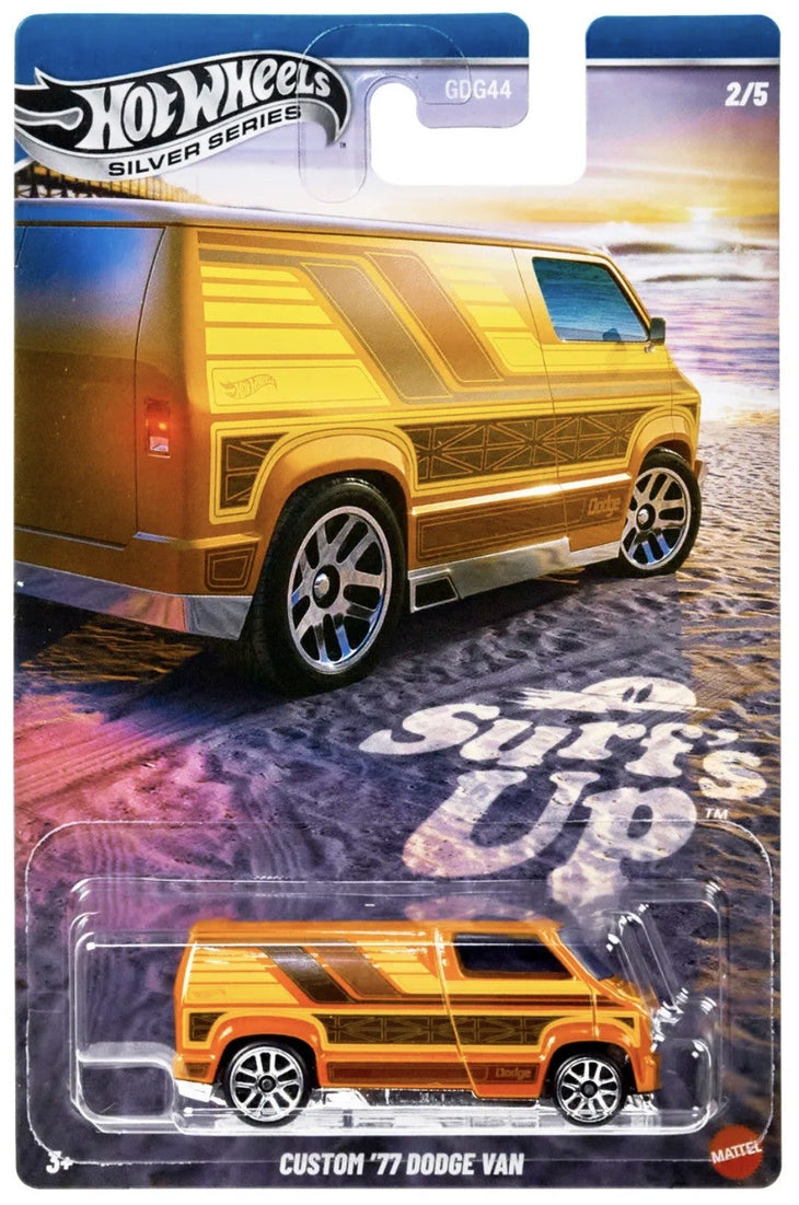 Hot Wheels Custom 1977 Dodge Van Surf's Up Silver Series