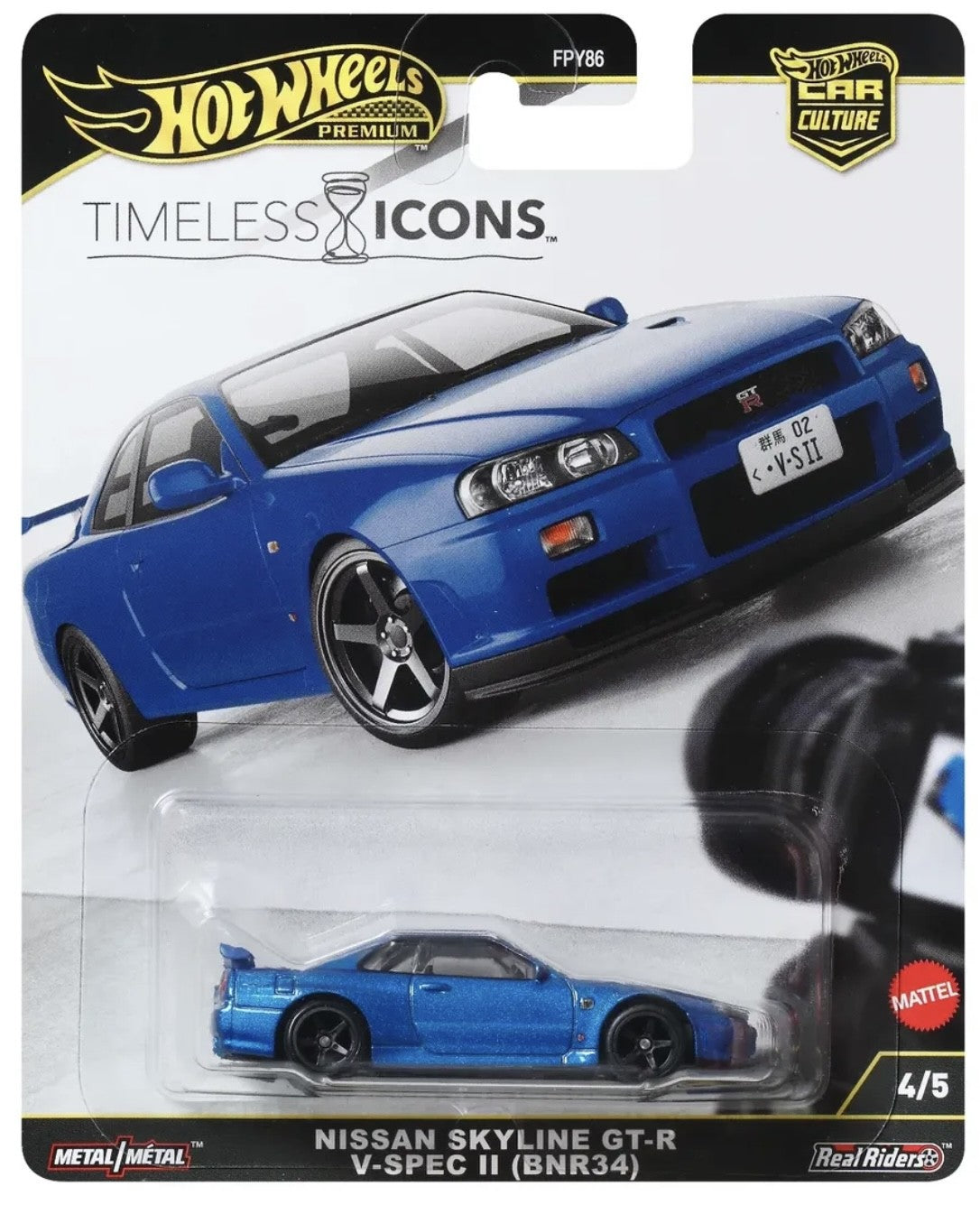 Hot Wheels Nissan Skyline GT-R V Spec II (BNR34) Timeless Icons Car Culture Premium