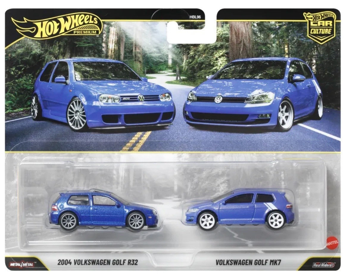 Hot Wheels 2004 Volkswagen Golf R32 & Volkswagen Golf MK7 Car Culture Premium 2 Pack