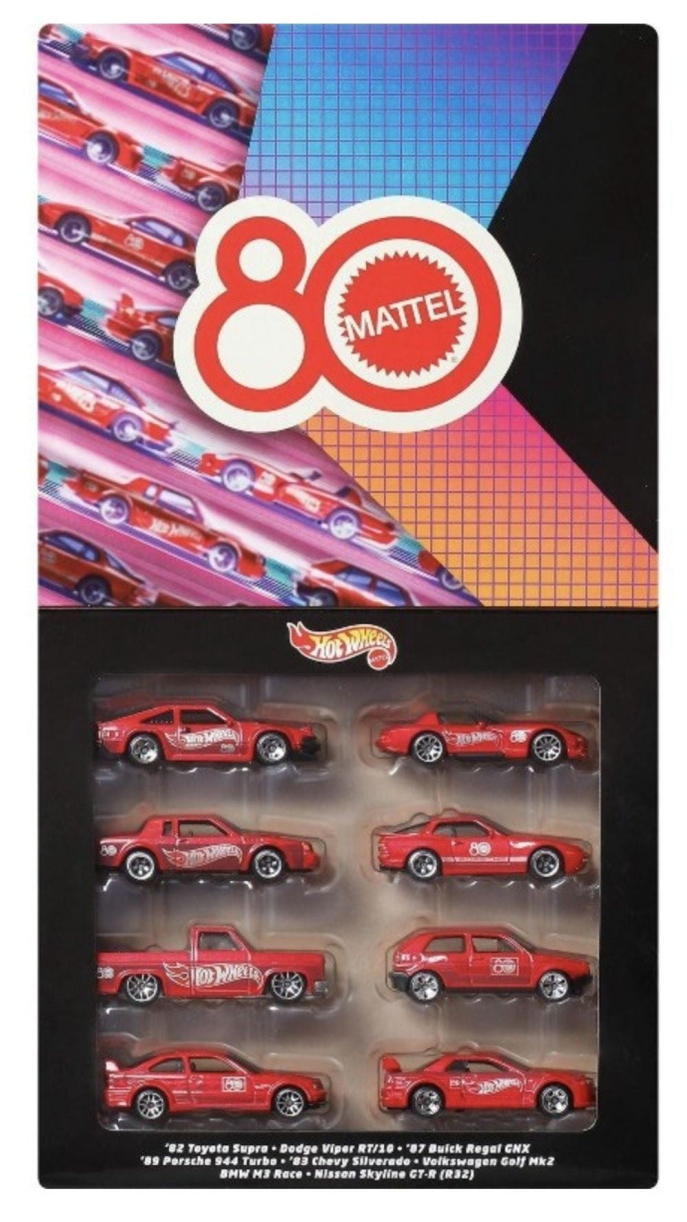 Hot Wheels Mattel 80th Anniversary 8 Pack  1:64 Scale
