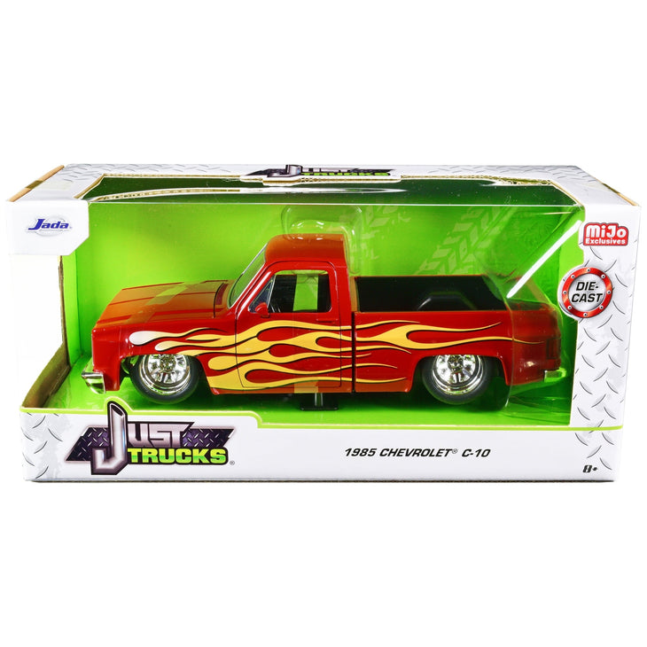 Jada 1985 Chevrolet C10 Pickup Truck Red with Flames "Just Trucks" Series 1/24