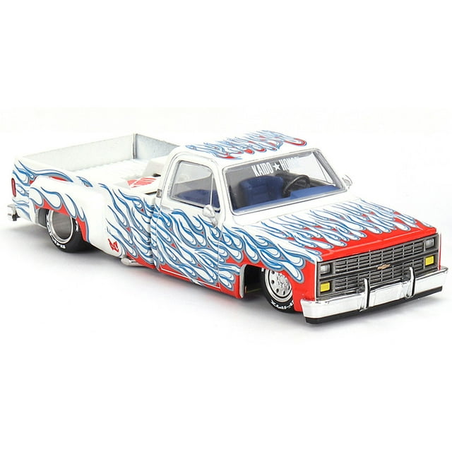 Kaido House x Mini GT 1:64 Chevrolet Silverado Dually on Fire V2 – White Flames
