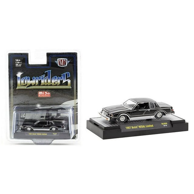 1987 Buick Regal Limited Lowrider Black w/Silver Graphics "Lowriders" Ltd Ed to 5500 pcs 1/64 Die Cast Model car by M2 Machines