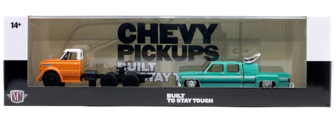 M2 Machines 1970 Chevrolet C60 Truck & 1974 Chevrolet Cheyenne Super 30 Squarebody Dually Haulers R95