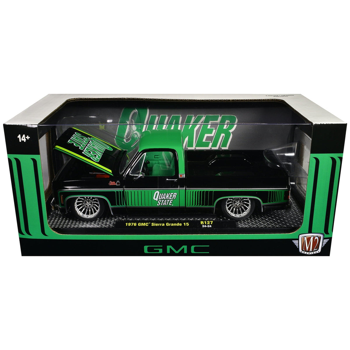 M2 Machines 1:24 1976 GMC Sierra Grande Quaker State – Black/Green