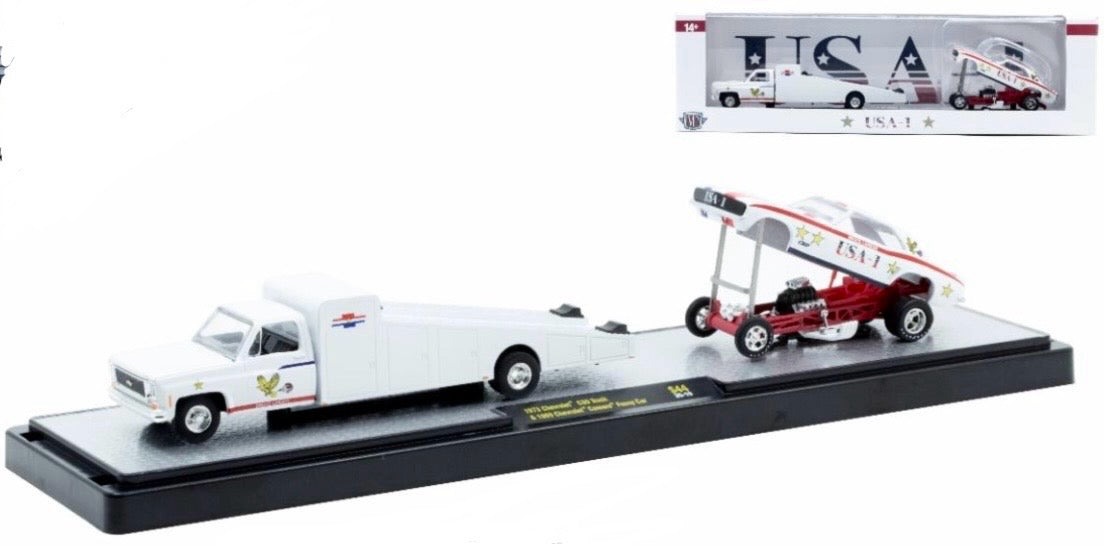 M2 Machines 1973 Chevrolet Truck & 1969 Chevrolet Camaro Funny Car Auto Haulers