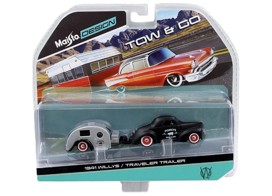 Maisto Design 1941 Willys & Travelers Trailer Tow & Go