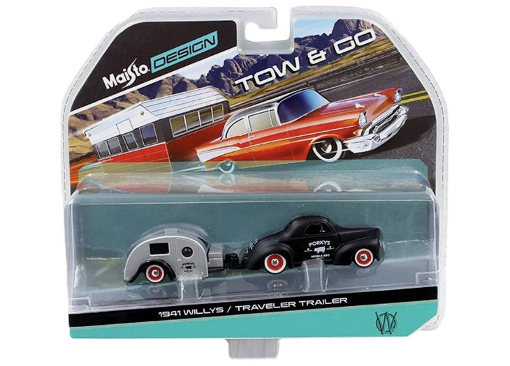 Maisto Design 1941 Willys & Travelers Trailer Tow & Go