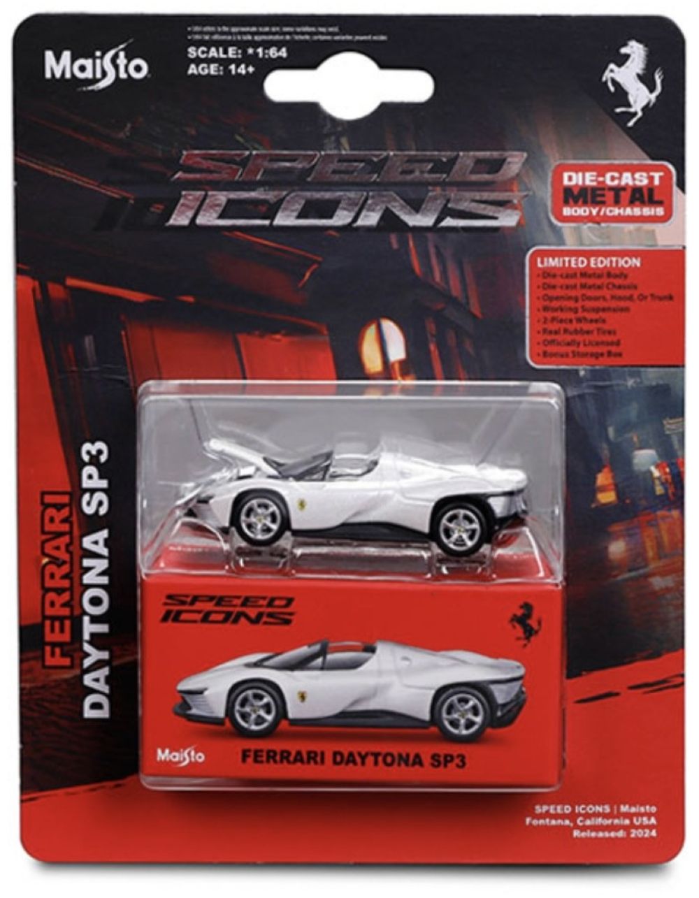 Maisto Ferrari Daytona SP3 White Speed Icons Limited Edition 1:64