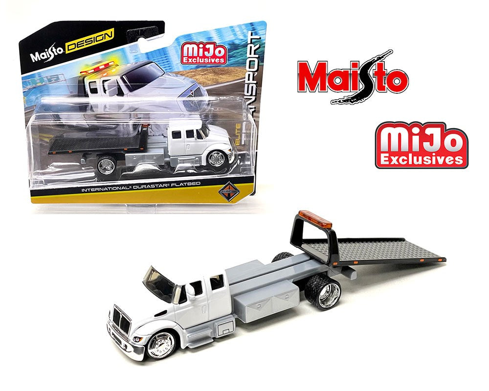 International DuraStar Flatbed Truck White "Elite Transport" Series 1/64 Diecast Model by Maisto