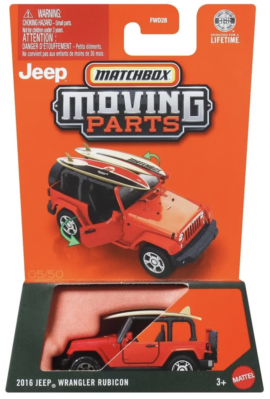 Matchbox 2016 Jeep Wrangler Rubicon Moving Parts New 2026