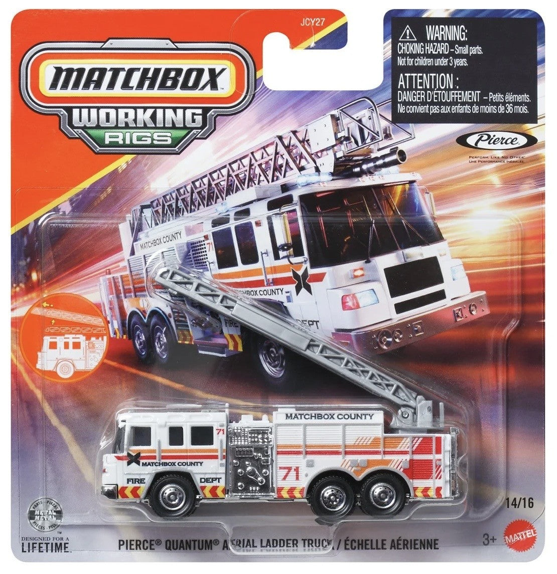 Matchbox Pierce Quantum Aerial Ladder Truck Working Rigs 979H