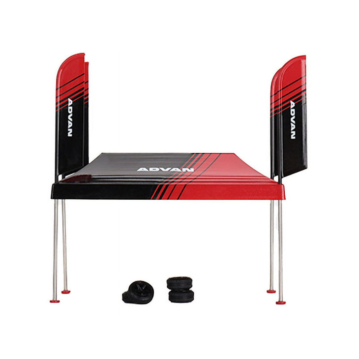 Mini GT Paddock Service Tent Set with Extra Wheels Red and Black "ADVAN" for 1/64 Scale Models
