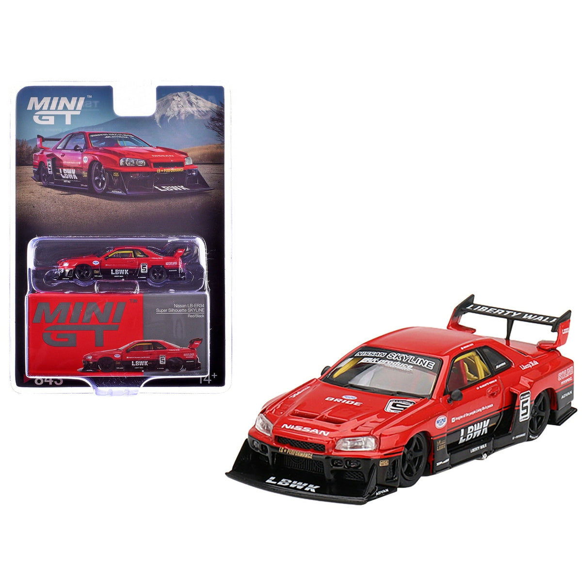 Mini GT 1:64 Nissan LB-ER34 Super Silhouette Skyline - Red/Black - Limited Edition