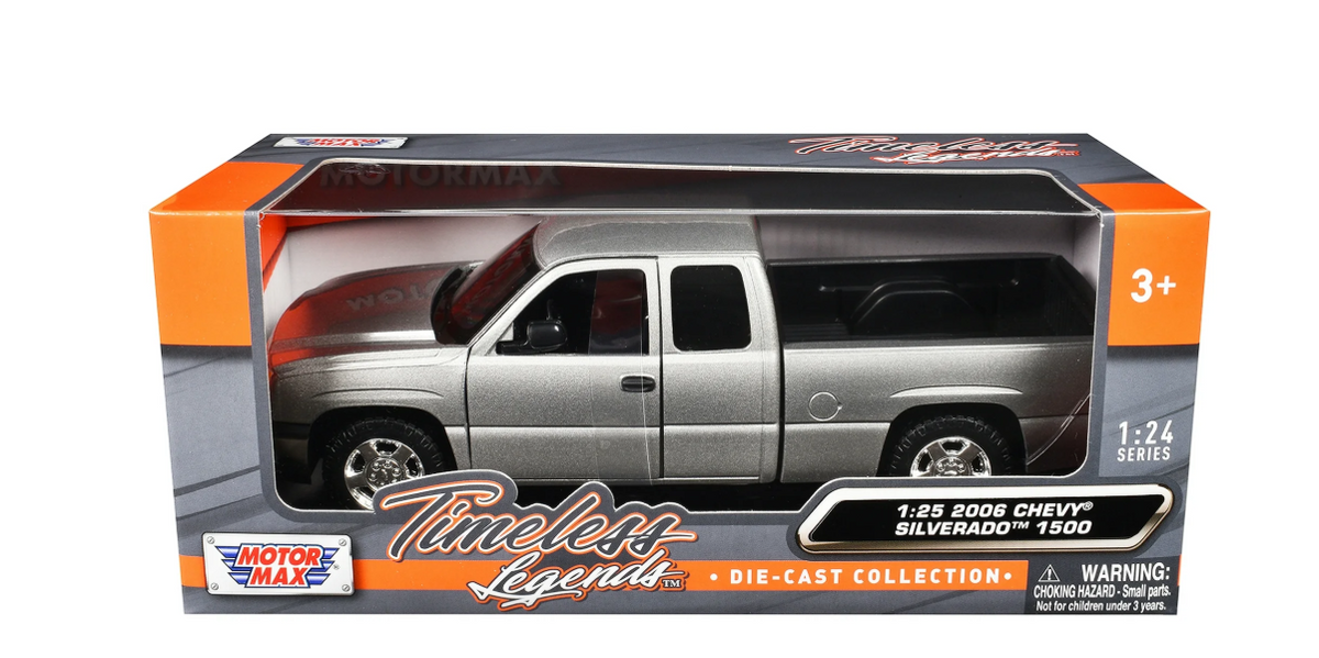 Motormax 2006 Chevrolet Silverado 1500 - Grey Timeless Legends 1:24 Scale