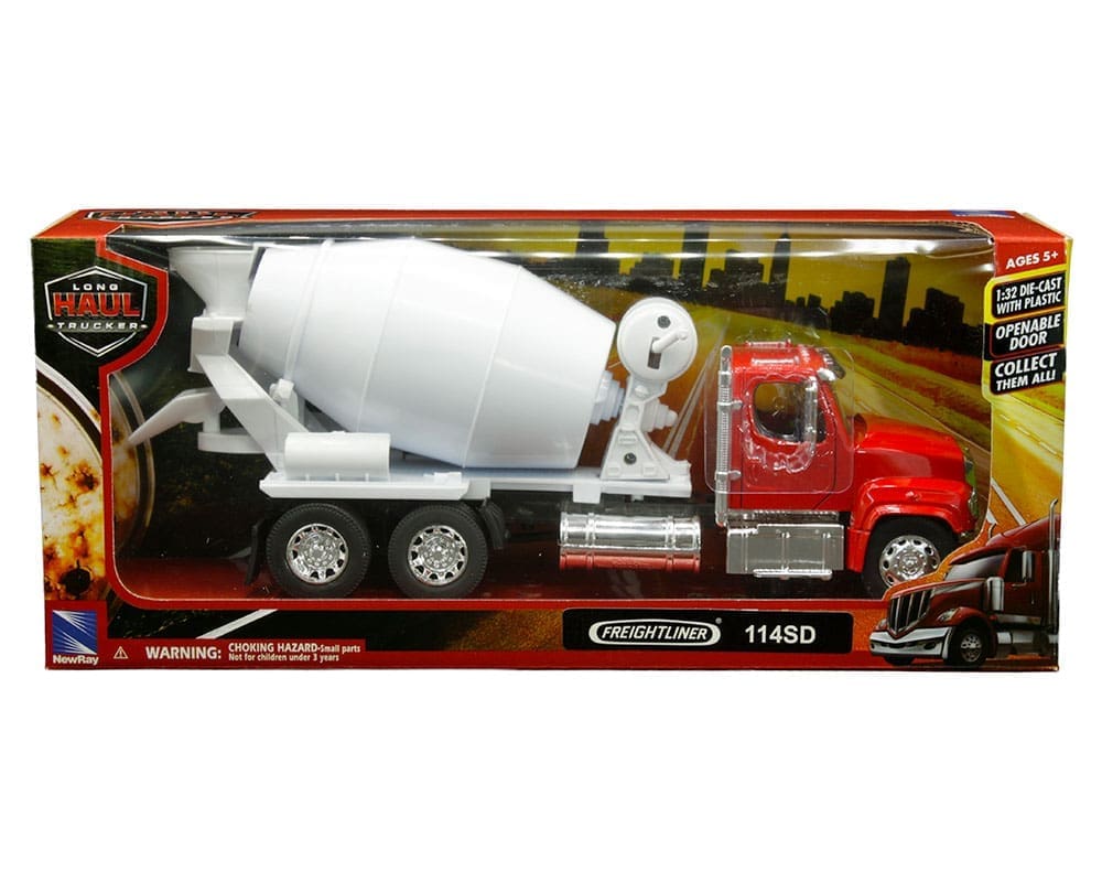 New Ray 1:32 Freightliner 114SD Cement Mixer (Red) – Construction – Long Haul Truckers