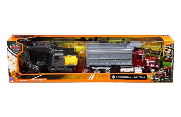 New Ray 1:43 International Lonestar Dump Truck with Excavator – Long Haul Truckers