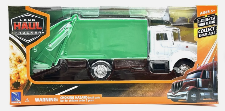 NEW RAY PETERBILT 335 GARBAGE TRUCK LONG HAUL TRUCKER 1:43 SCALE