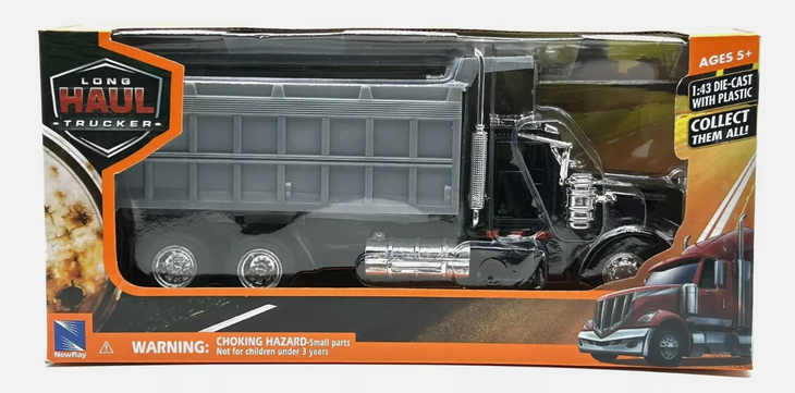 NEW RAY KENWORTH W900 DUMP TRUCK LONG HAUL TRUCKER 1:43 SCALE