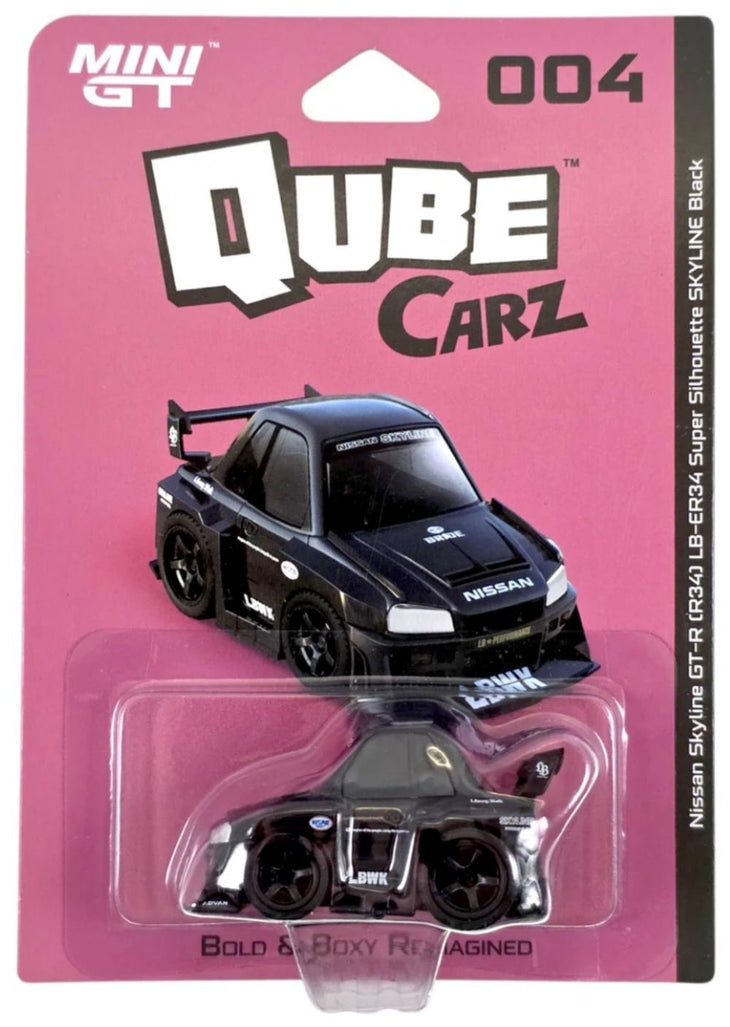 Mini GT Qube Carz Nissan LB ER34 Super Silhouette Skyline Black