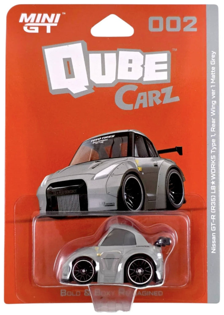 Mini GT Qube Carz Nissan GT-R R35 LB Works Type 1 Rear Wing Ver 1 Matte Grey