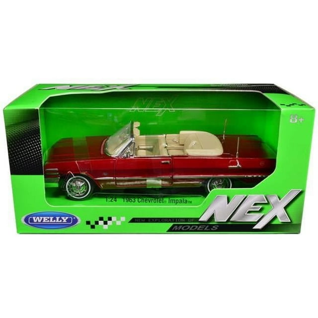 Welly 1:24 1963 Chevrolet Impala convertible – Red with beige interior